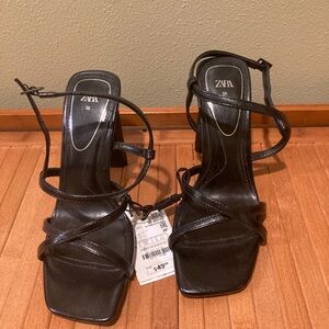 NWT Zara Elegant Black Strappy Heels
